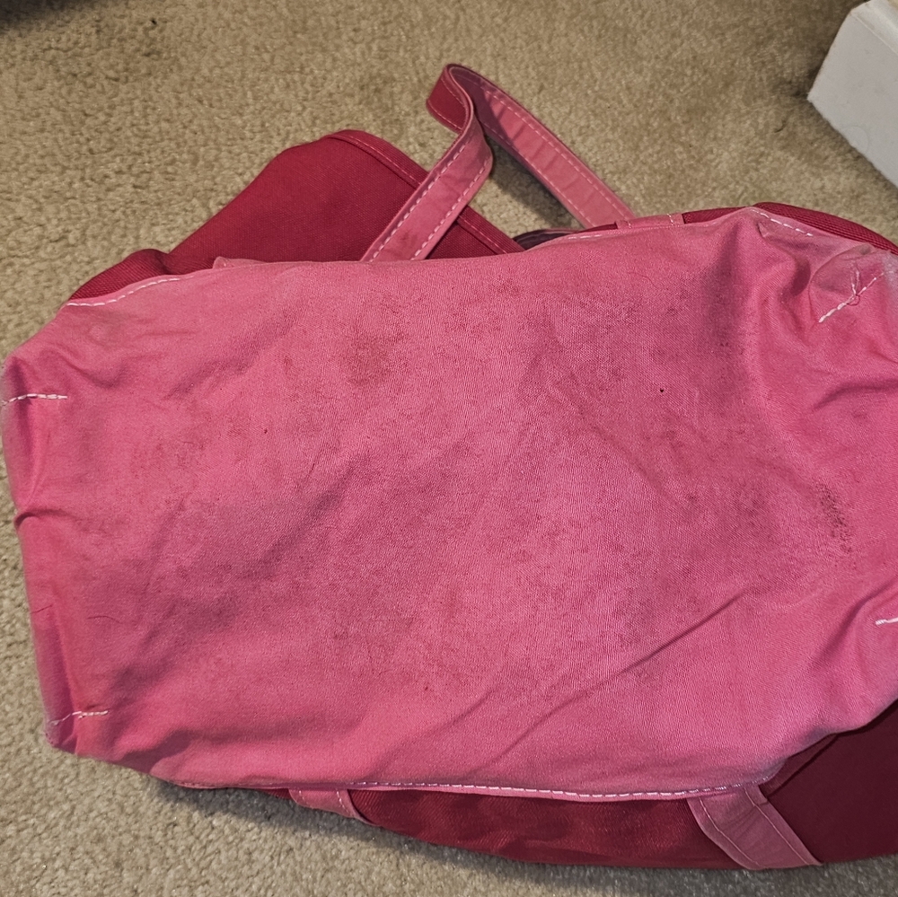 L.L Bean Boat And‎ Tote Bag XL Pink 90s Embroidered Megan Canvas Cotton USA Vtg - Picture 8 of 15